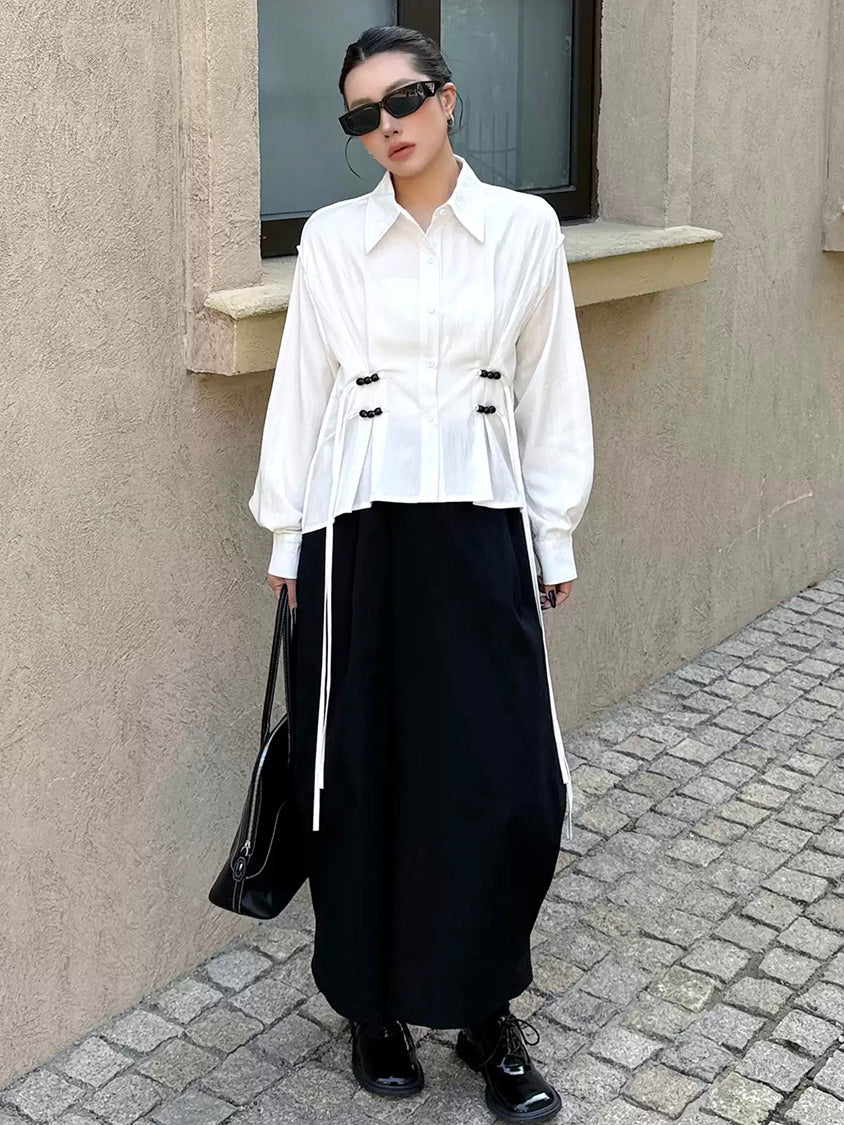 リネンブレンドギャザーブラウス