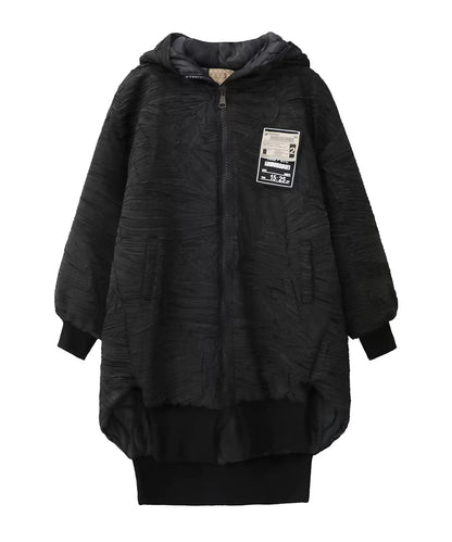 テクスチャーフーデッドブルゾン