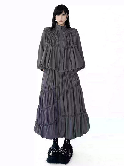 Mesh stitch top and skirt