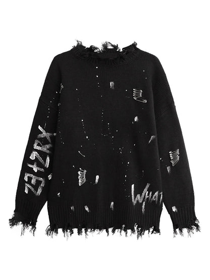 スプラッシュダメージニットトップス