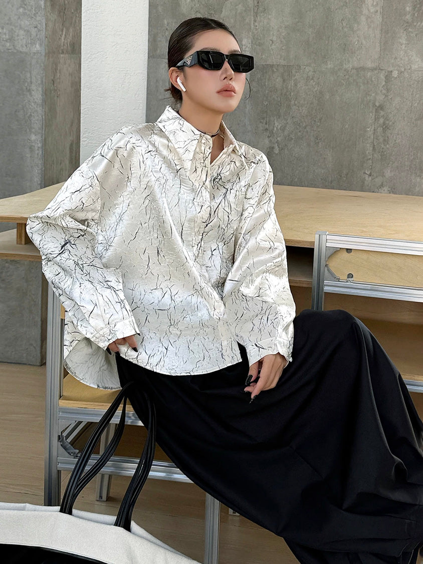 クラックプリントモードブラウス