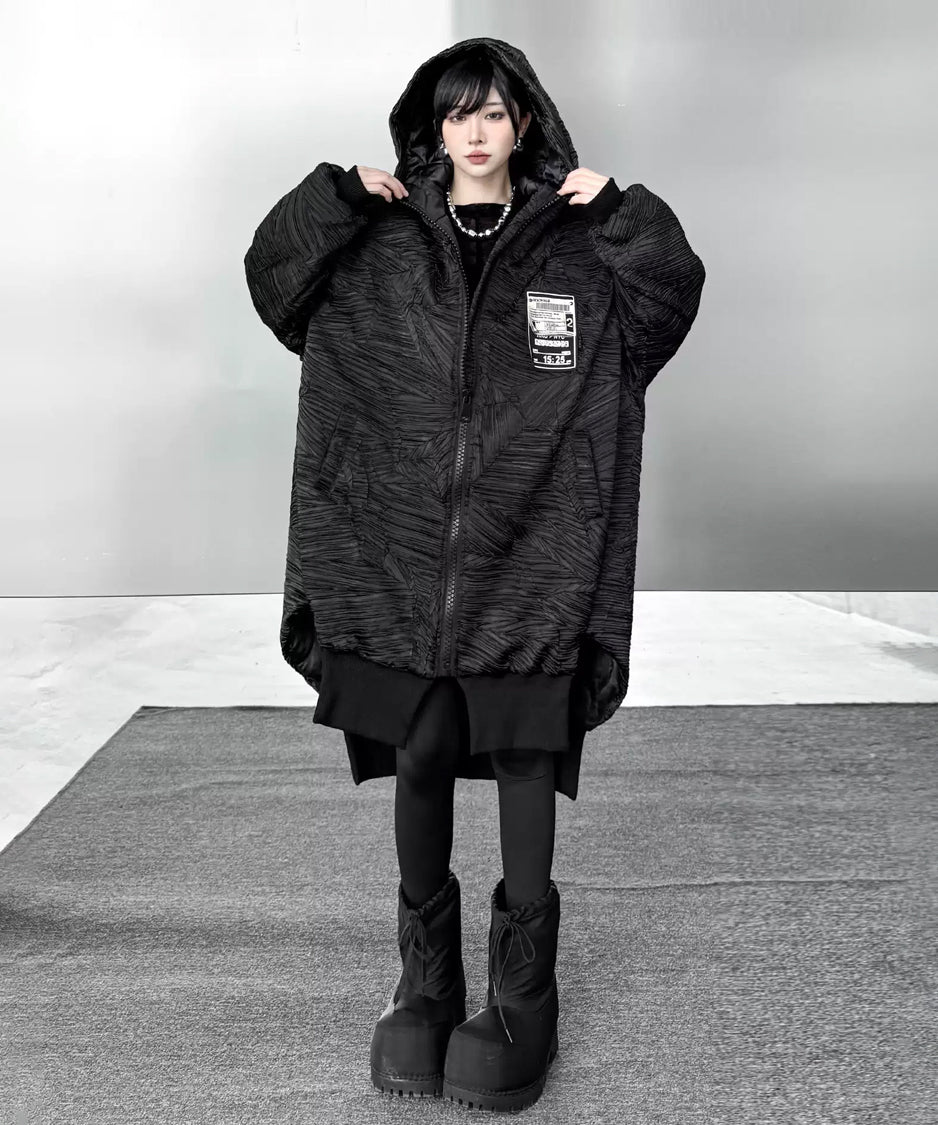 テクスチャーフーデッドブルゾン