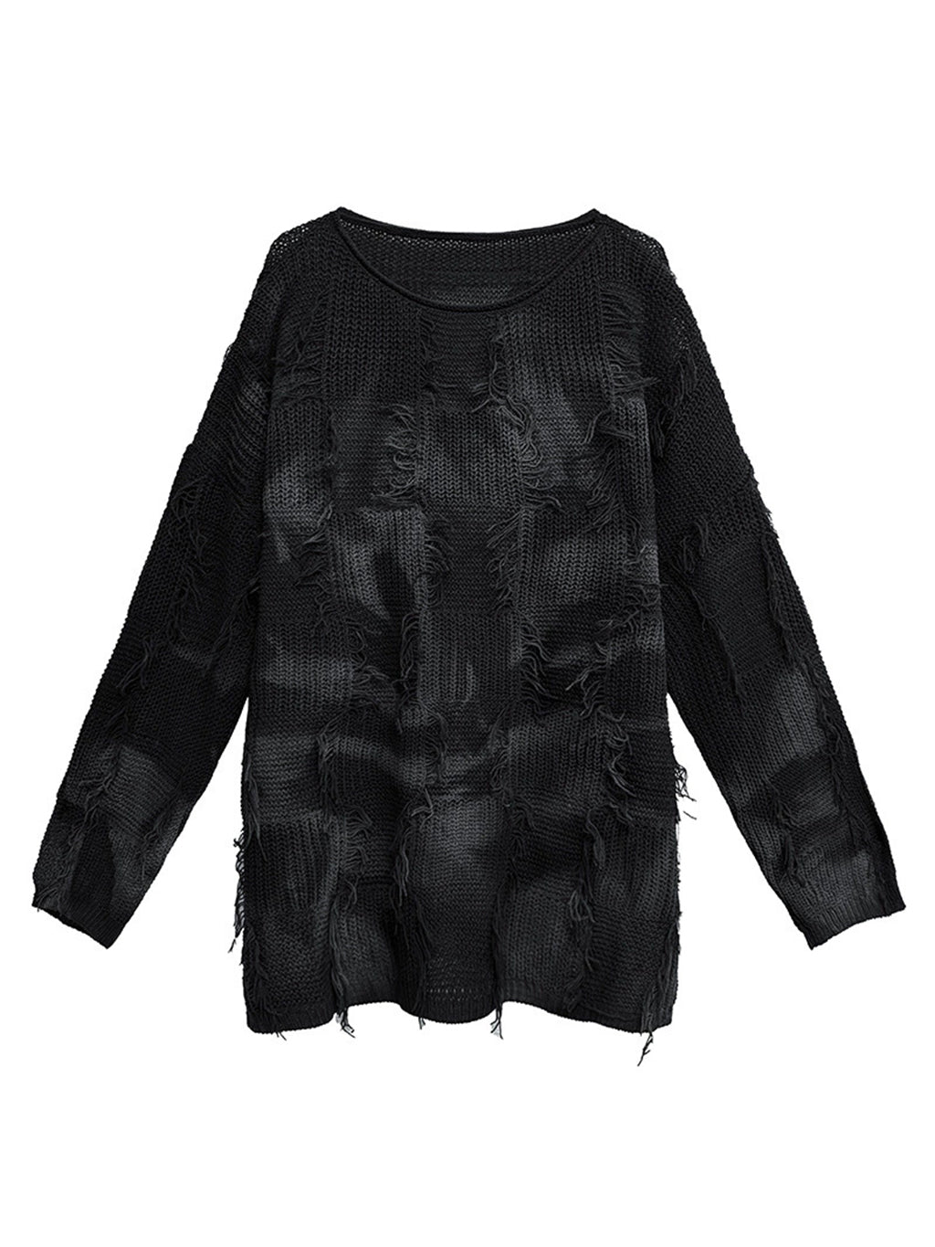 ディストレストチェックニットトップス