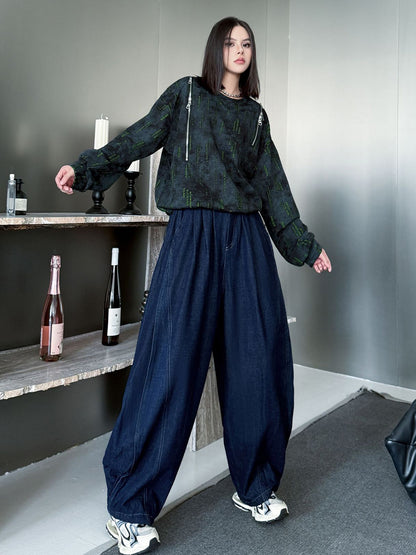 ウォッシュデニムワイドパンツ