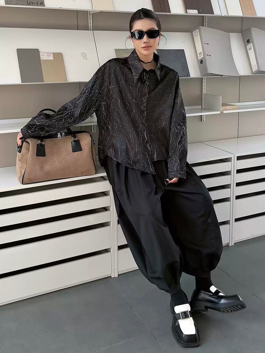 クラックプリントモードブラウス