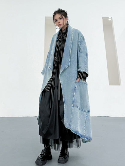Scarf tie blouse and denim pants series 