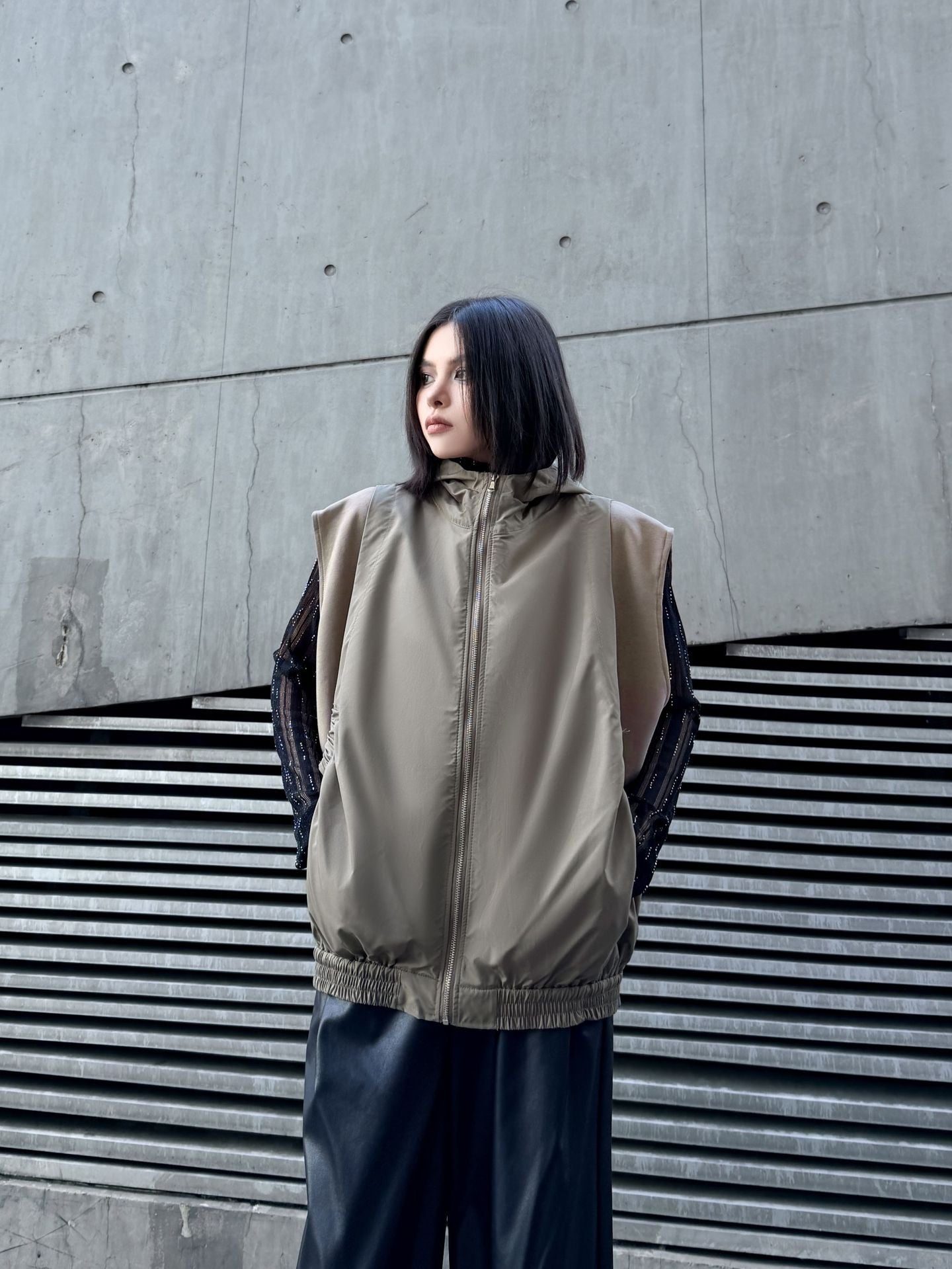 エアコットンジップアップベスト