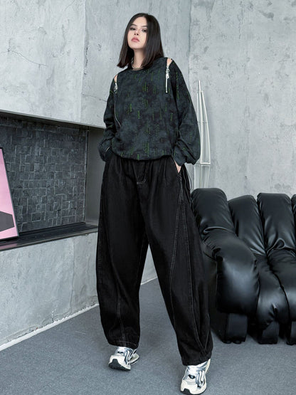 ウォッシュデニムワイドパンツ