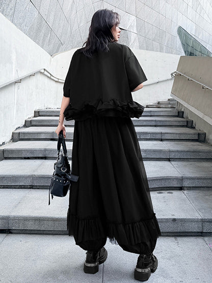 Mesh stitch top and skirt