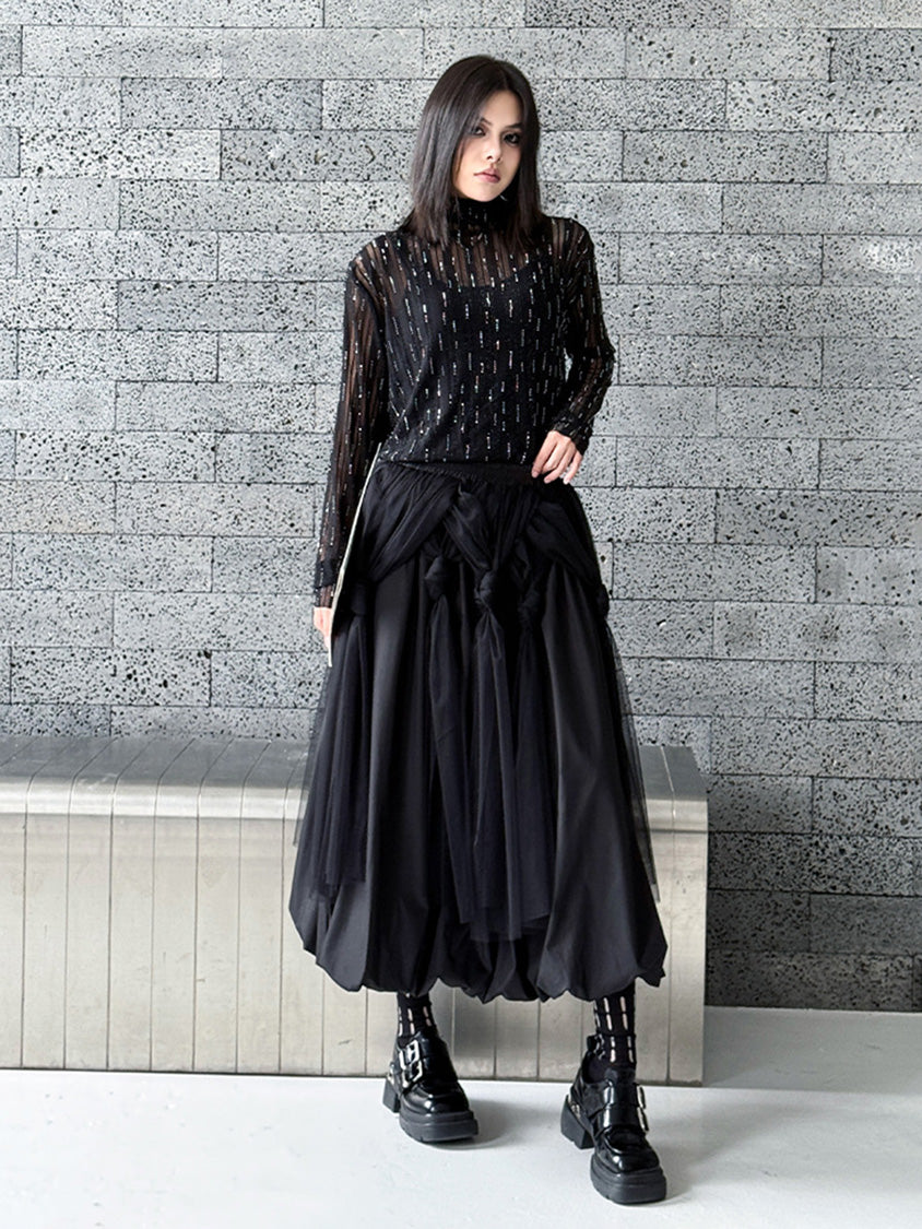 Mesh stitch top and skirt