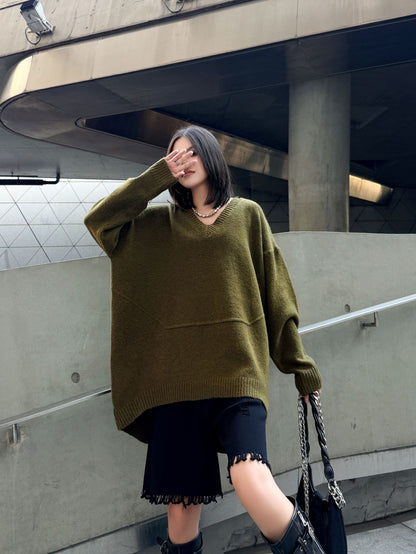 Vネックオーバーセーター