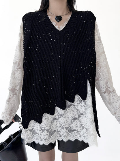 Mesh stitch top and skirt