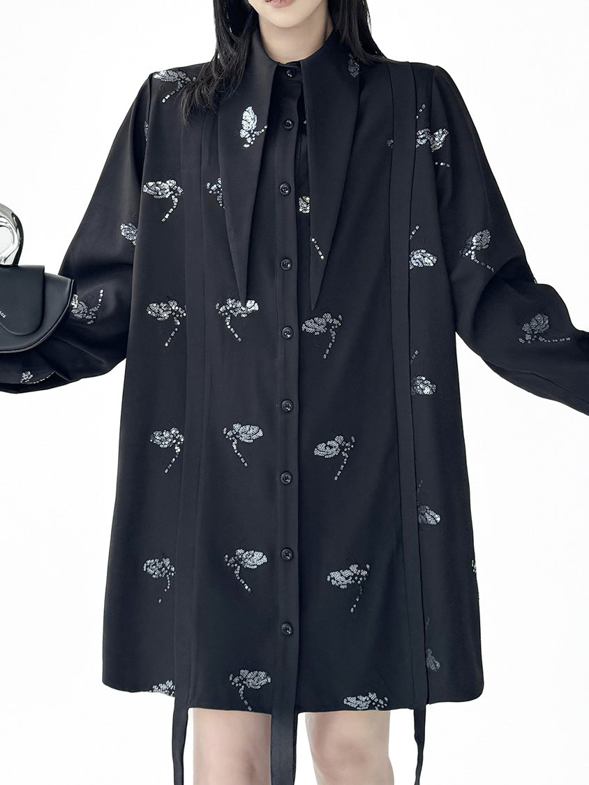 スパークルフローラルロングブラウス