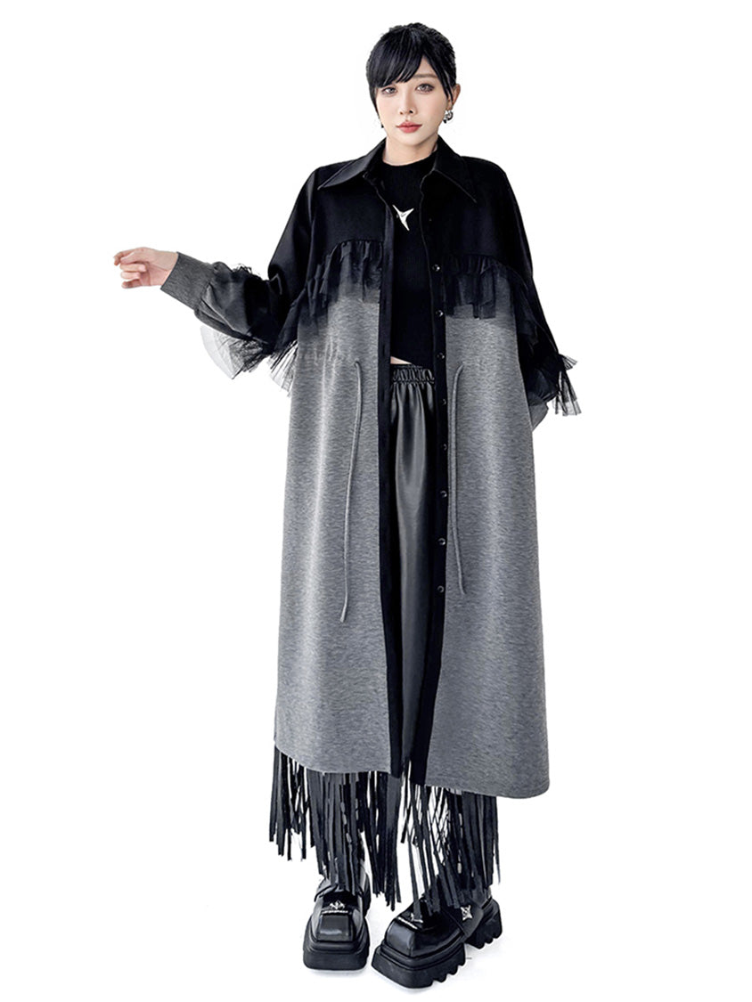 チュールレイヤードシャツコート