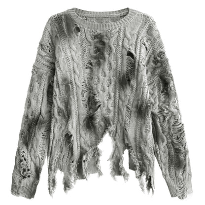 ディストレストケーブルニットトップ