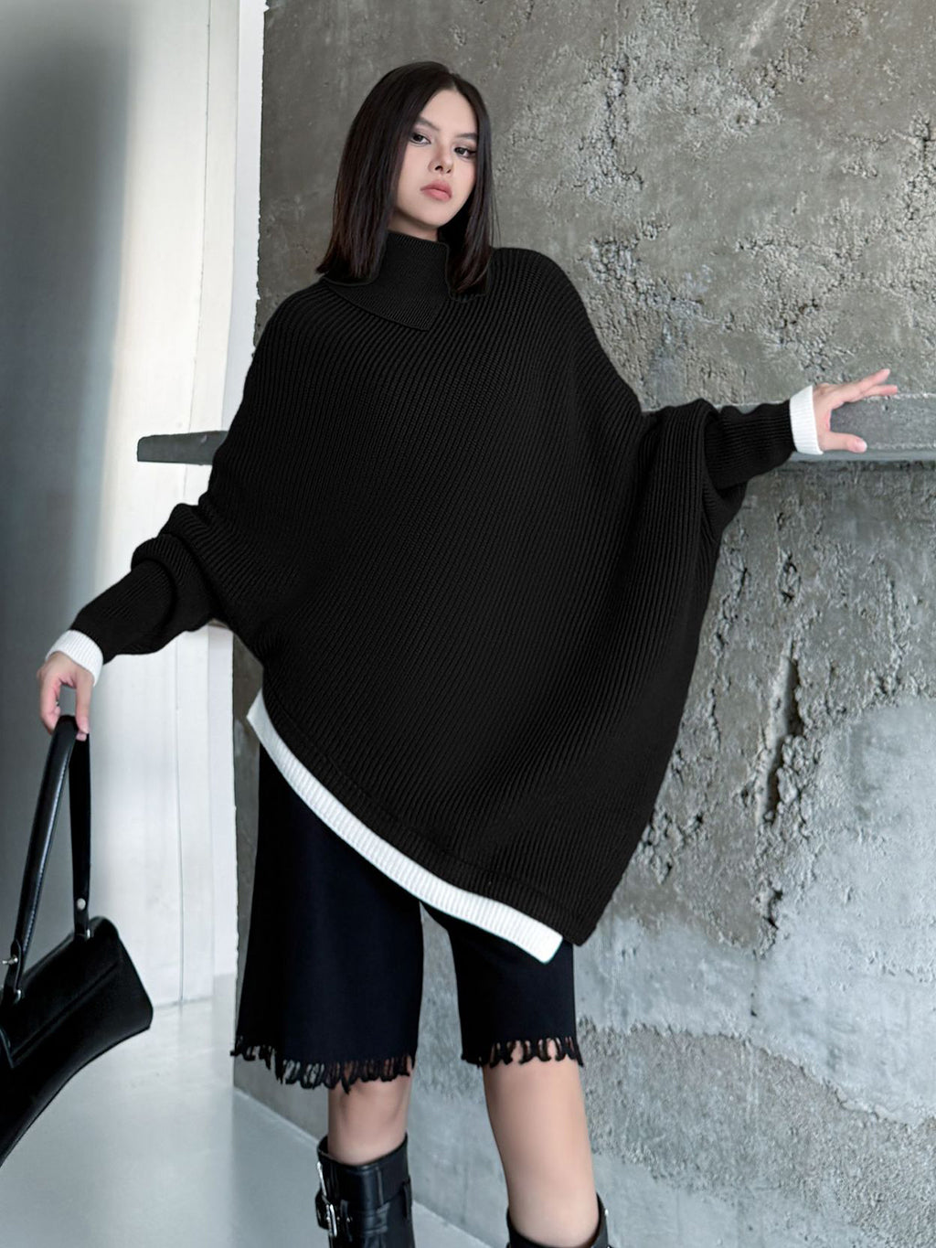 ハイネックケープニットトップ