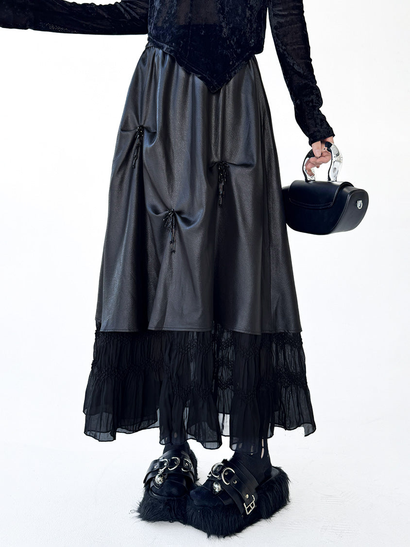 Mesh stitch top and skirt