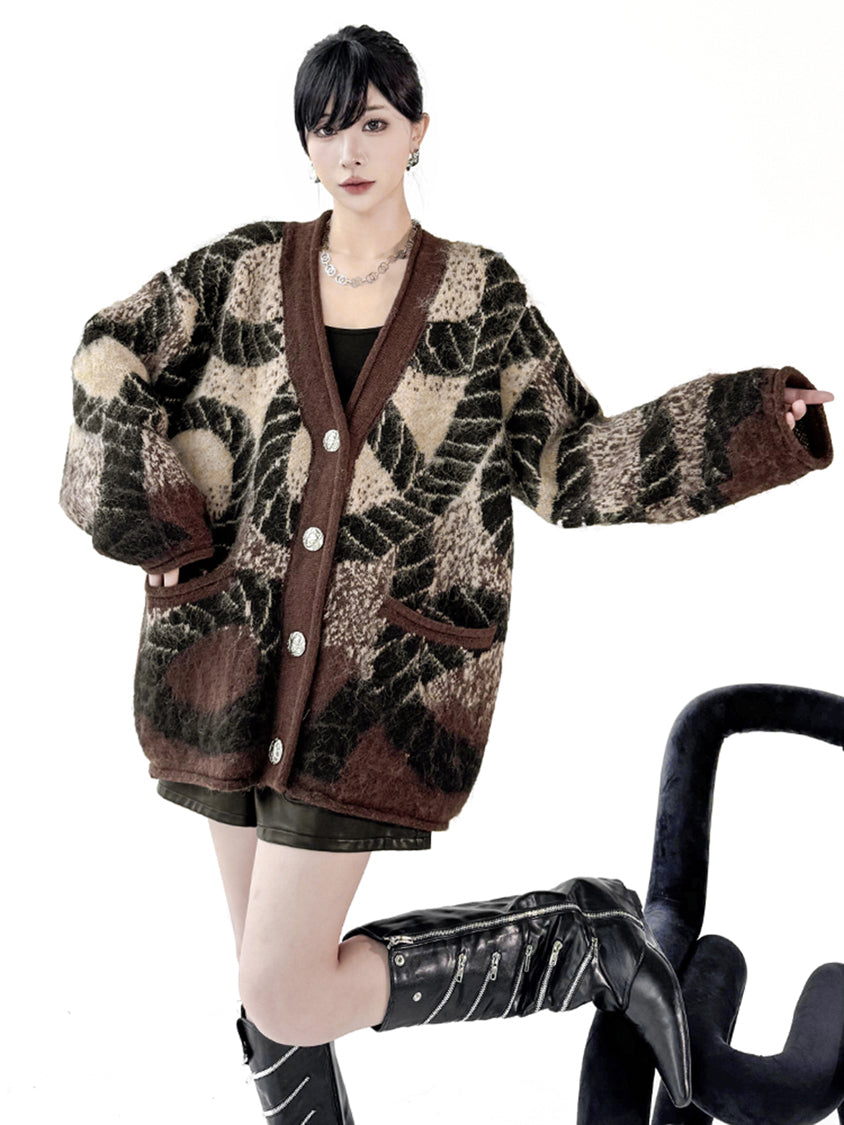 アブストラクトジャカードカーディガン