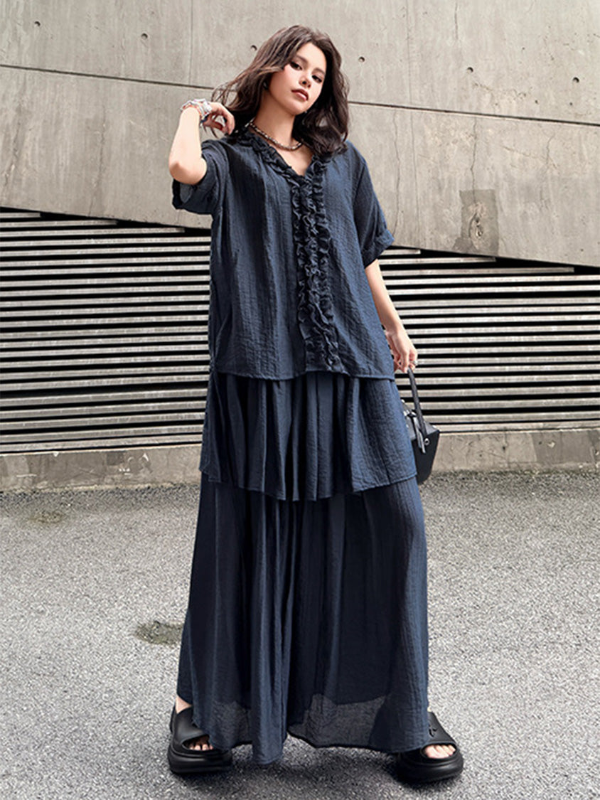 Mesh stitch top and skirt