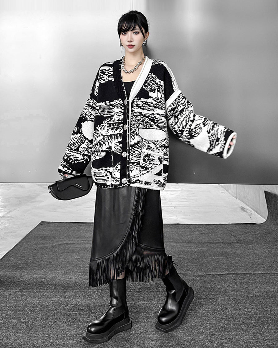 グラフィックジャカードカーディガン