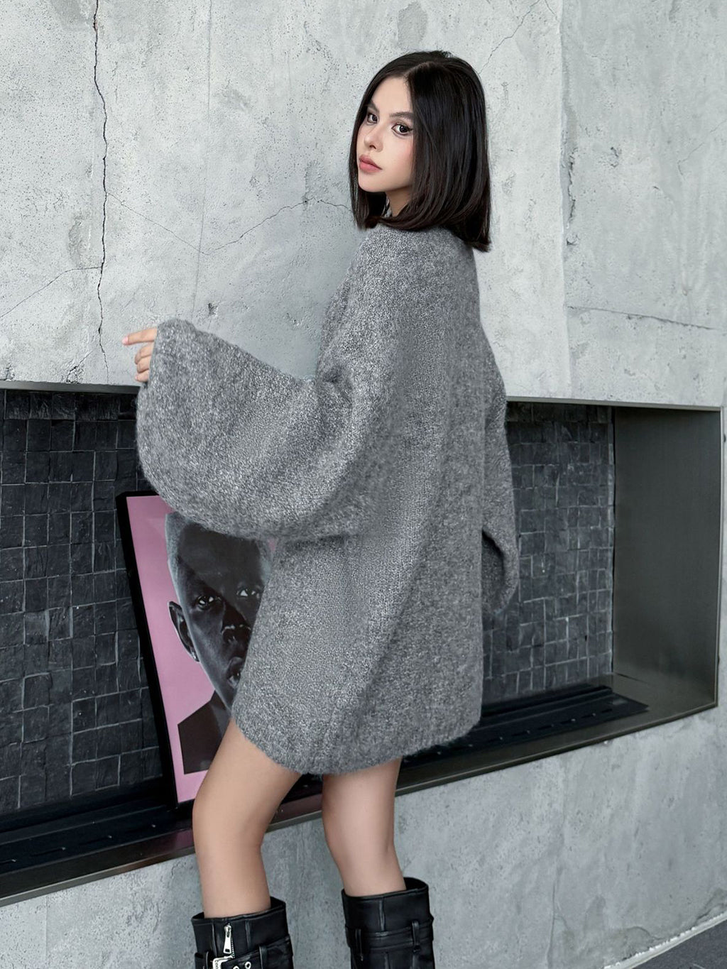 モヘアタッチボリュームスリーブトップス