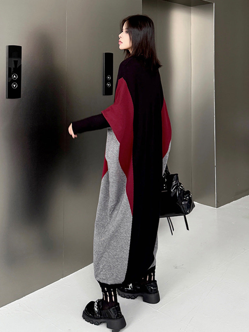 トライカラーニットドレス