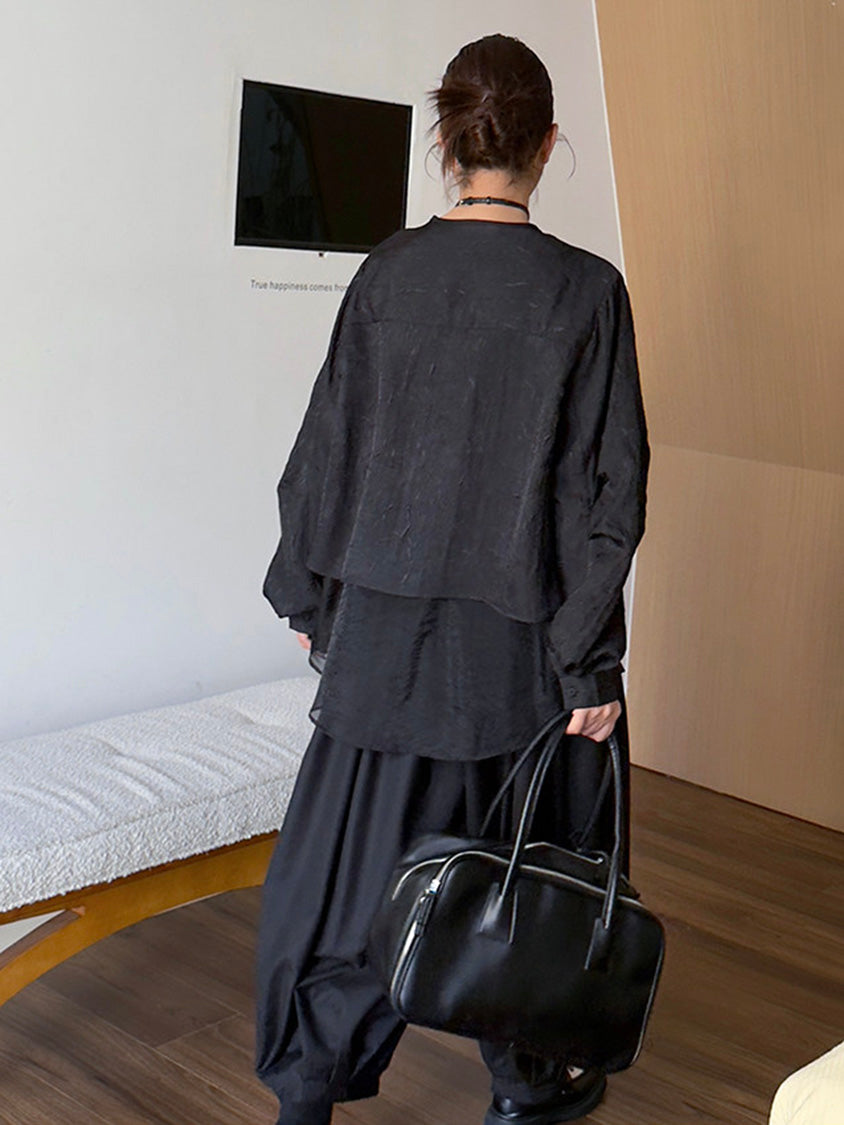 クラッシュシアーレイヤードブラウス