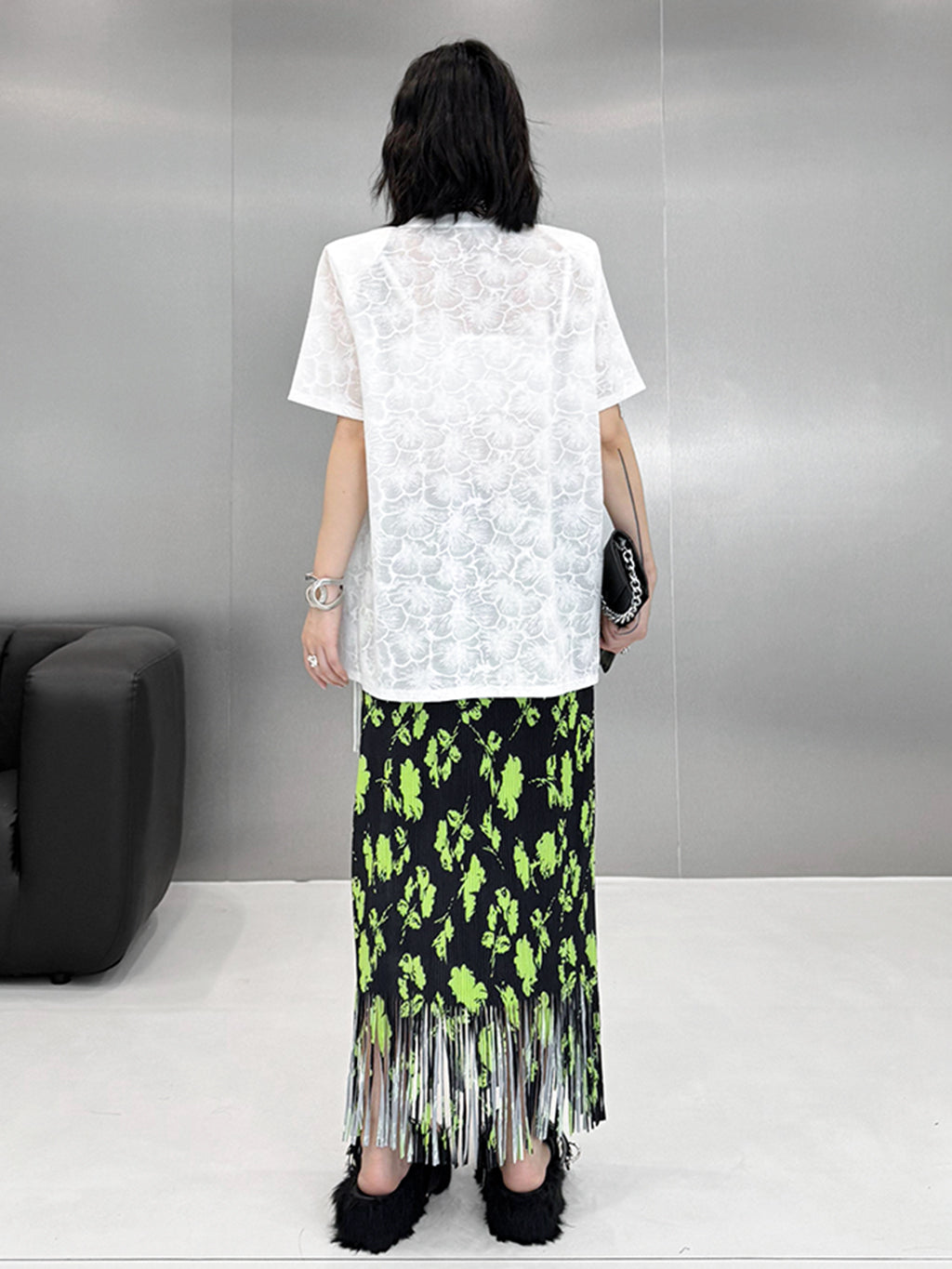 Floral jacquard layered top