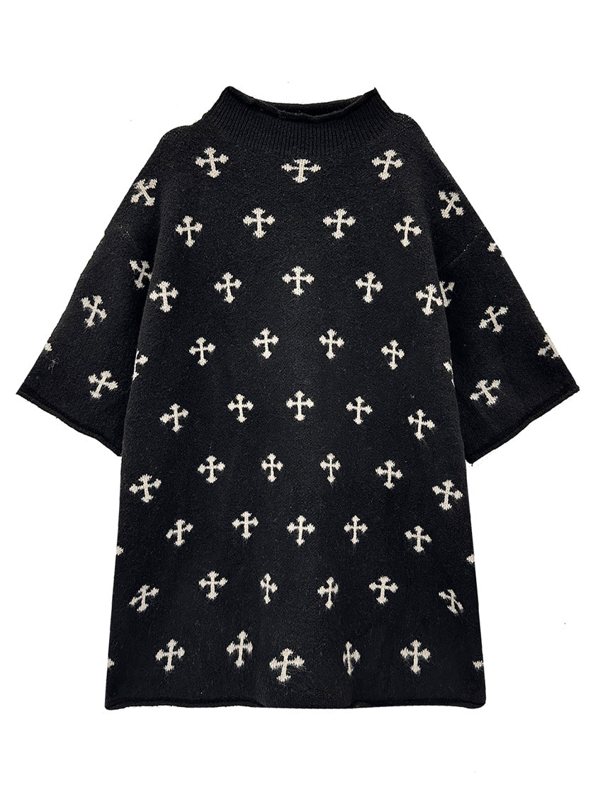 クロスパターンニットトップ