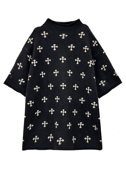 クロスパターンニットトップ