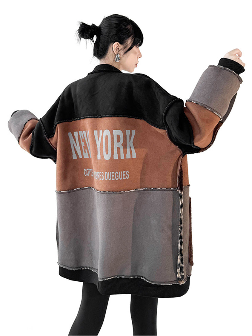 ブロックレオパードリバーシブルボアコート