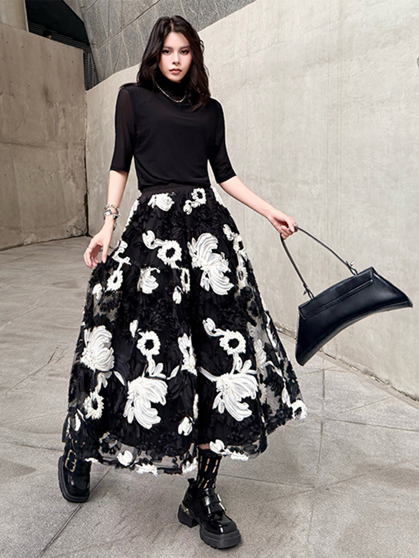 Mesh stitch top and skirt