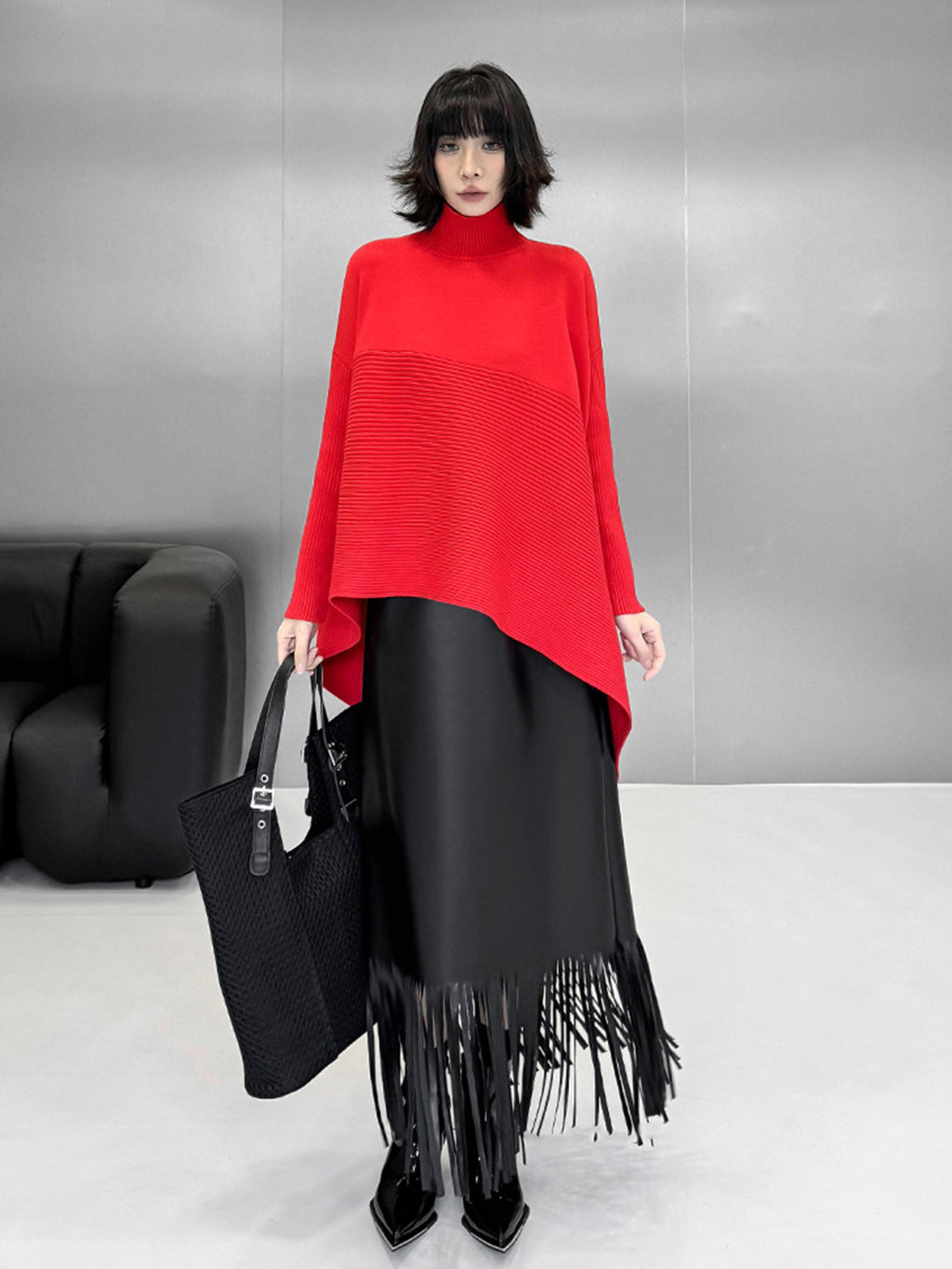 Scarf tie blouse and denim pants series 