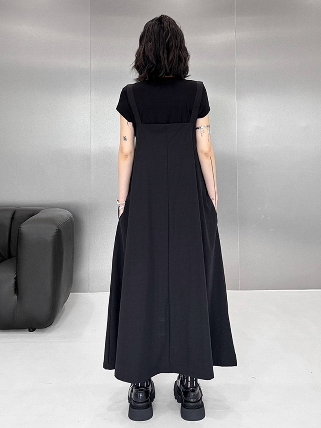 suspender drape dress