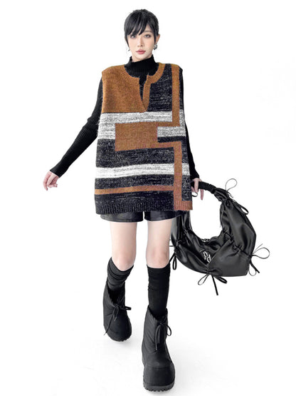 ジオブロックニットベスト