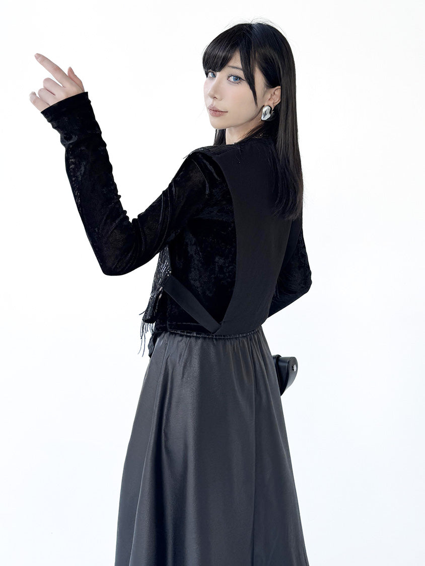 Mesh stitch top and skirt