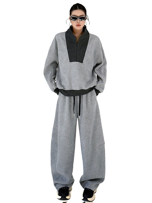 コントラストネックリラックストップ＆パンツ