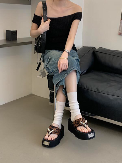 メタルノットプラットフォームサンダル