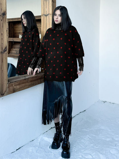 ドットフロッキーニットトップス