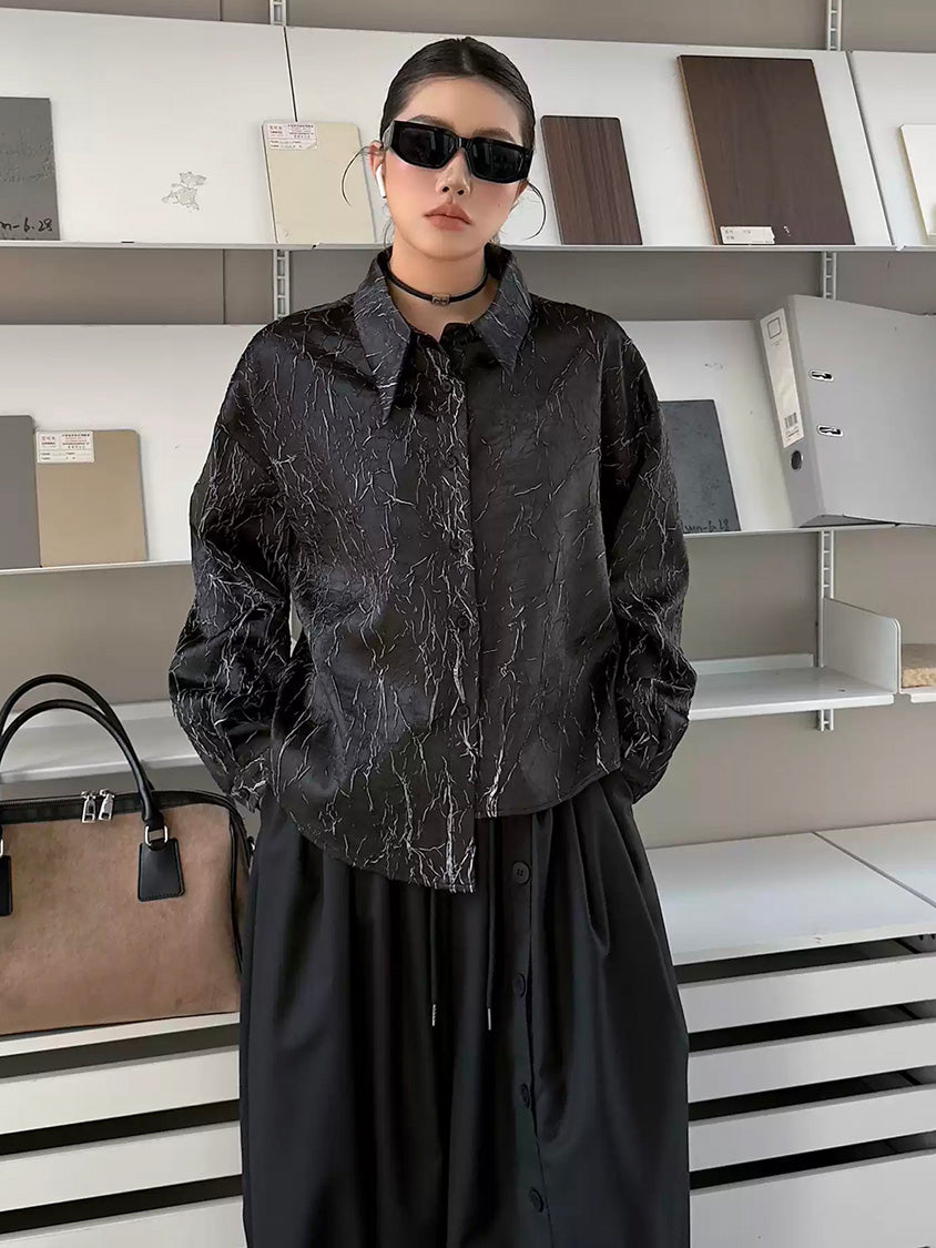 クラックプリントモードブラウス