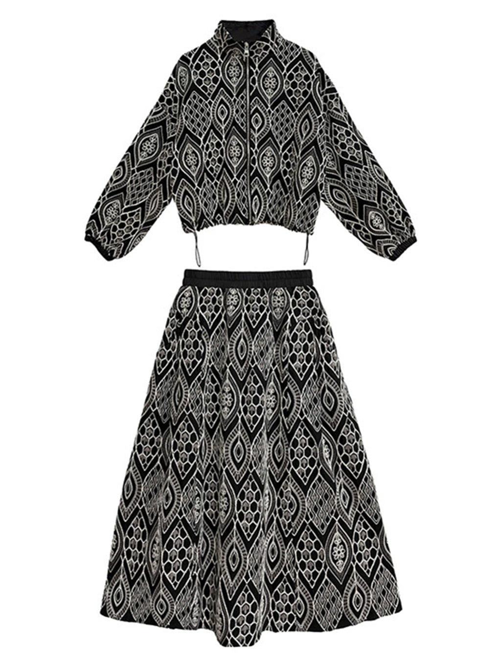 Mesh stitch top and skirt