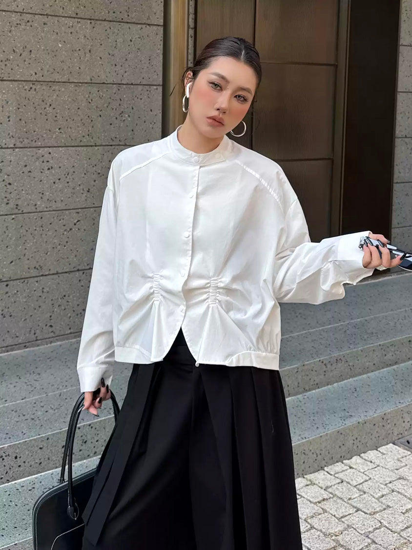 ギャザーヘムボリュームブラウス