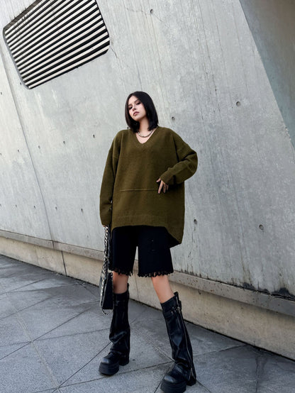 Vネックオーバーセーター