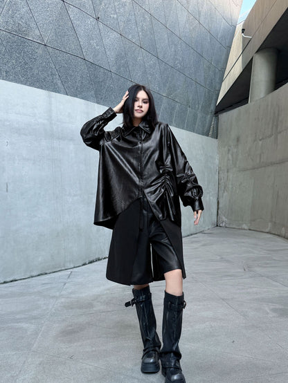 ギャザースリーブシャツブラウス