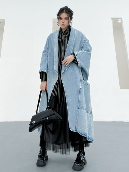 Scarf tie blouse and denim pants series 