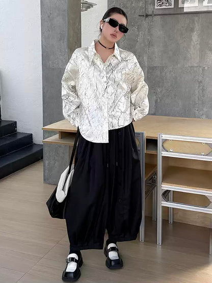 クラックプリントモードブラウス