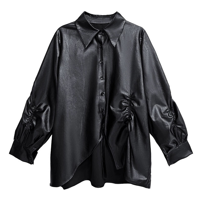 ギャザースリーブシャツブラウス