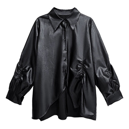 ギャザースリーブシャツブラウス