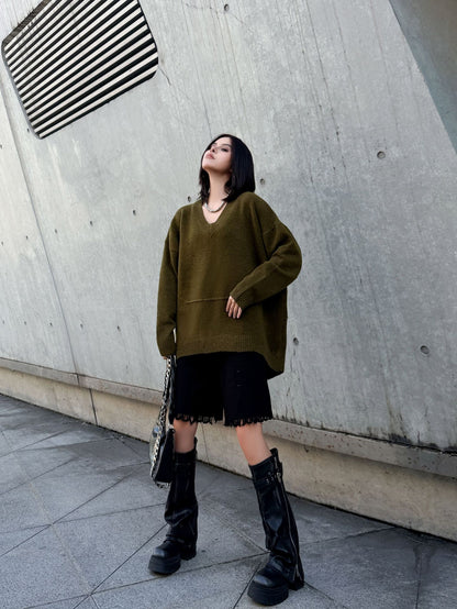 Vネックオーバーセーター