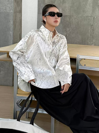 クラックプリントモードブラウス